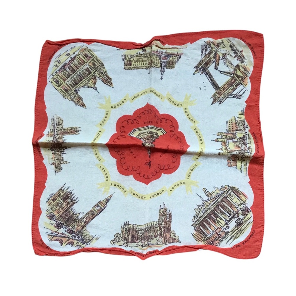 Vintage Collectible London Landmarks Souvenir Handkerchief